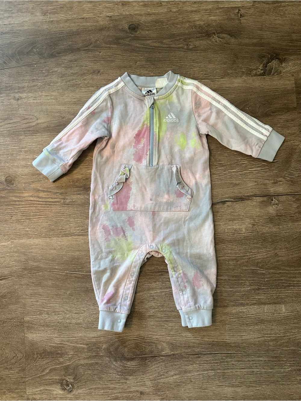 adidas Pastel Tie-Dye Baby One-Piece Romper - Pink/Green/Blue